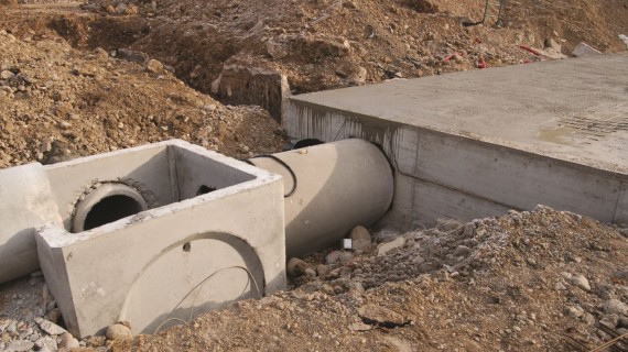  Elevator adoptable in-situ cast concrete attenuation and water storage tanks for storm-water management.